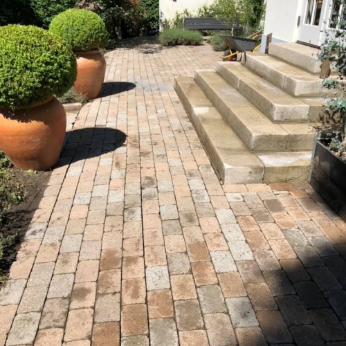 Fliserens af alger på terrasse